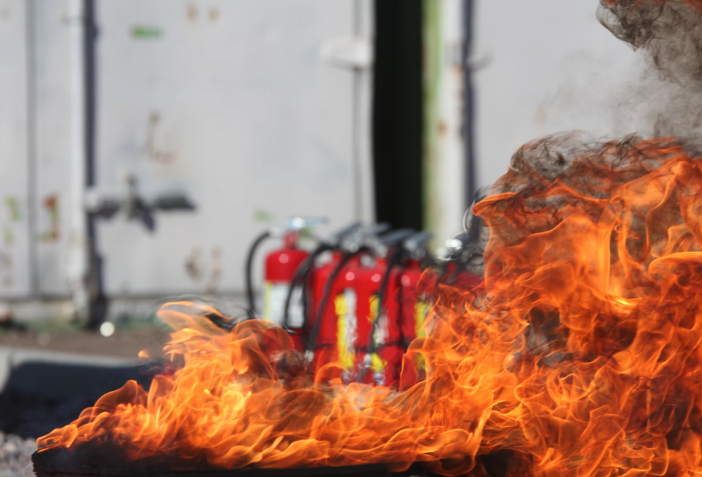 orange flames, putting out fire